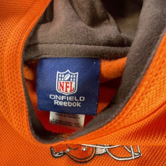 Reebok Cleveland Browns Hoodie Mens Large Orange NFL OnField Pullover Sweatshirt - Picture 3 of 16